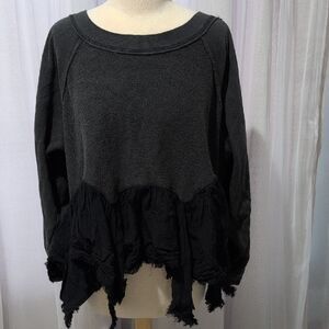 Free People Black Fringe Sweater Size XS